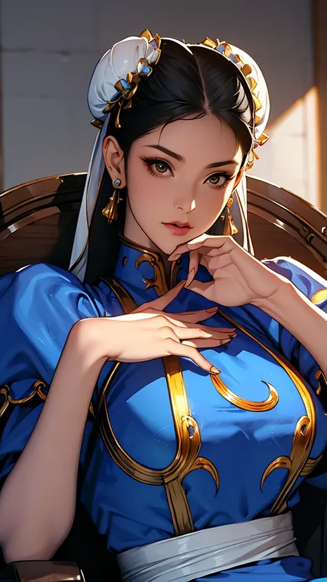 Masterpiece, incredibly absurdres, award winning photography , extremely detailed, amazing, awesome, ultra detailed depictions artwork, fine detail, woman , solo, ChunLi , Chun-Li \(Street Fighter\), detailed beautiful face , detailed beautiful eyes , she ...