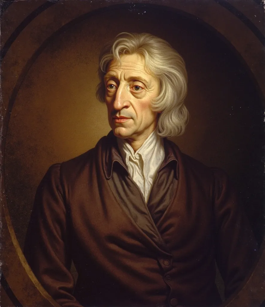 
create an image of John Locke being interviewed by a reporter with a microphone, side view
