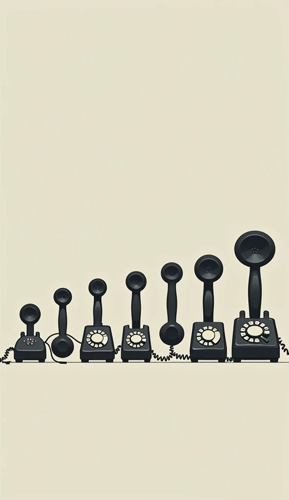 Evolution of the telephone over time, from old models to the first mobile phones