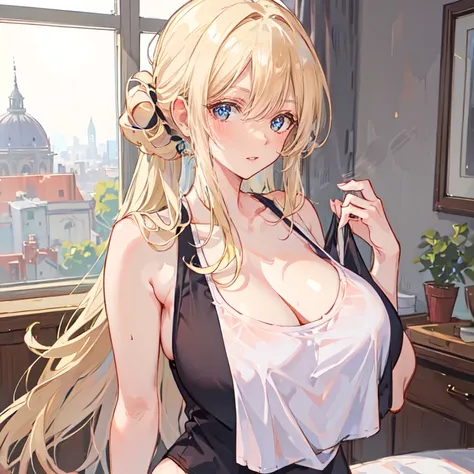 Full-body anime kawaii character, beautifully detailed eyes and lips, long eyelashes, soft and elegant expression. A young woman with a slender and graceful figure, wearing a perfect, sexy and elegant thicc body nice sexy appeal, large breasts and butt. He...