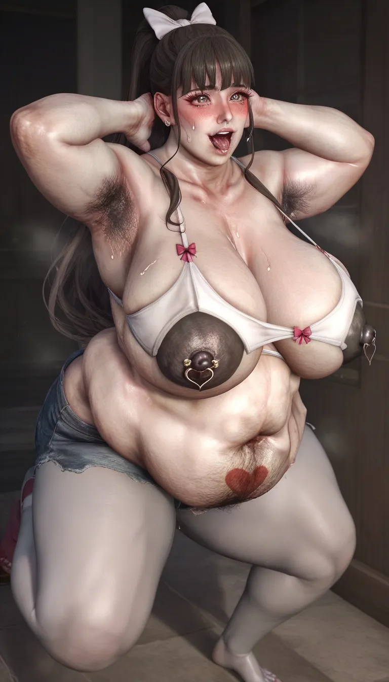 Ghost Girl:1.5)、(hermaphrodite uncle:1.5)、 Default Pokemon Outfit 、 obese body type、 fine eyes、Saggy Huge Biggest Breasts、Huge black areola、 nipple clip、black nipples、 hairy armpit hair 、 cute sweat 、Heart Mark Words、Hentai vibe、blush、ahe face、Jetpri 、Colo...