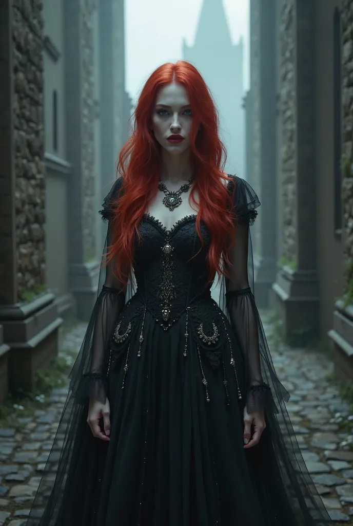 Gotic gitl vampire red hair
