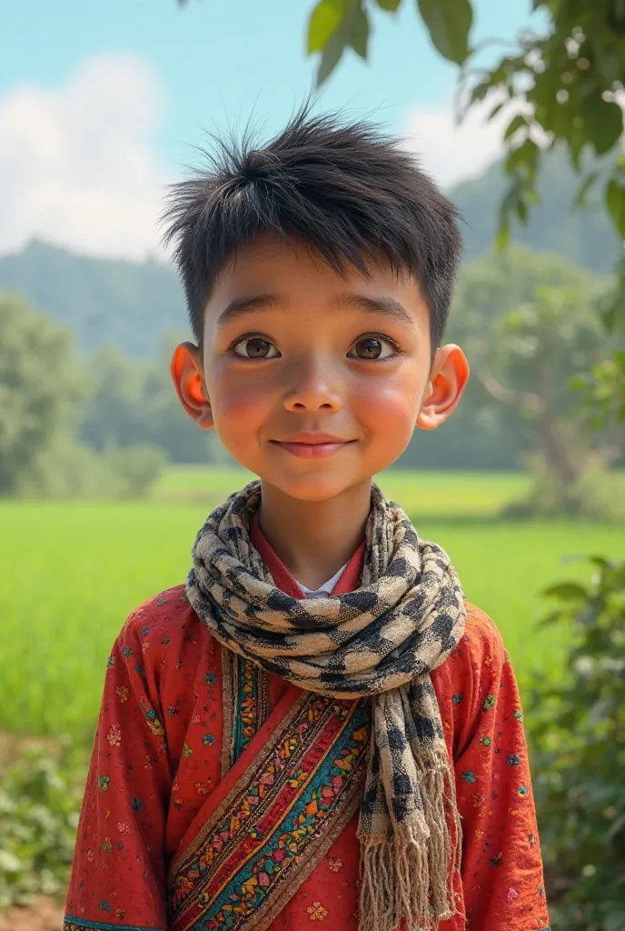 A young Cambodian buy
 in traditional Khmer 