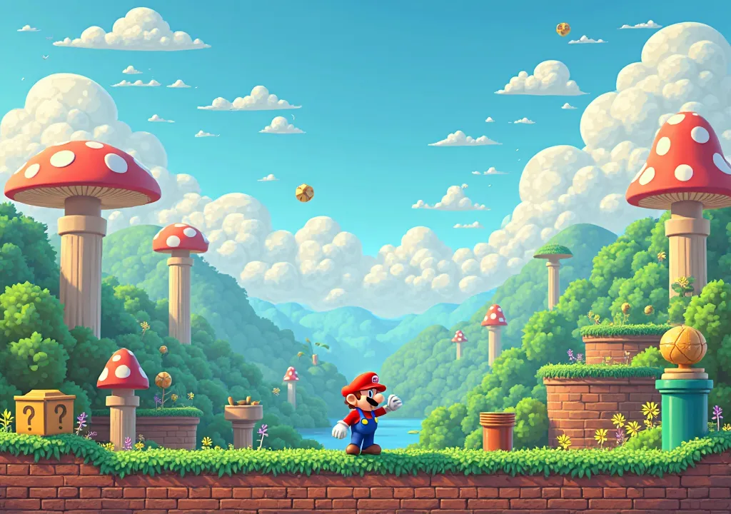 Super Mario style video game background