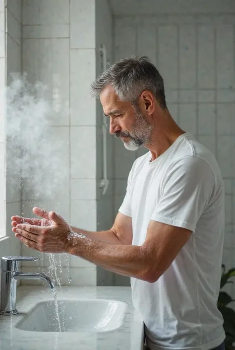 A man washing his hands
