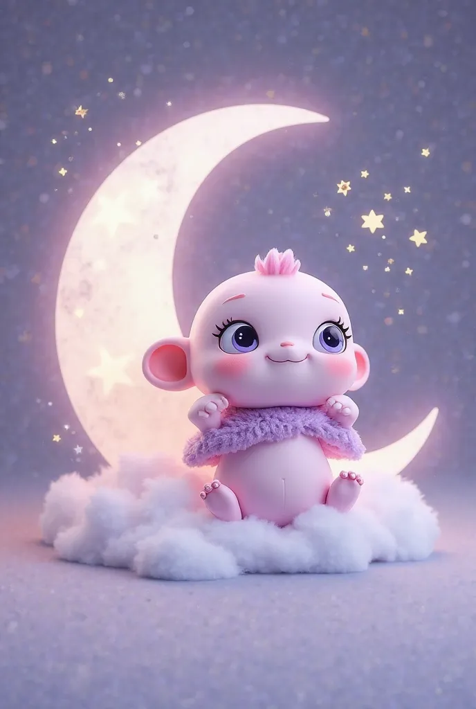 Baby Luara Design 
"Create a magical and charming newborn baby with big, stretched eyes called 'Luara' for a store called Luara. The mascot must have a Moon-inspired appearance, represented in a soft and adorable way, with a touch of heavenly glow. The aes...