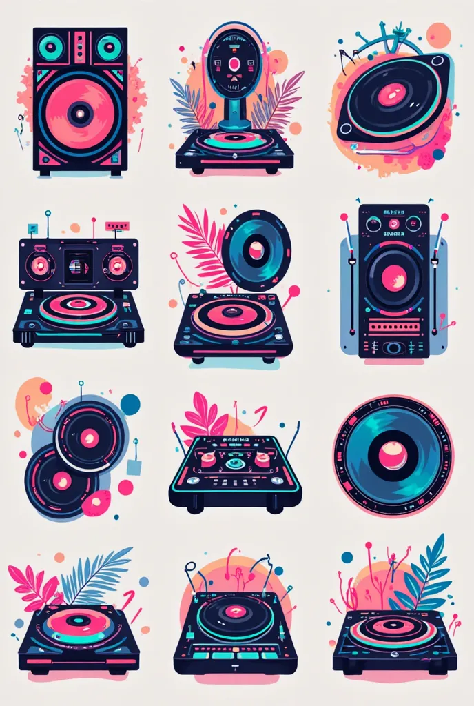 Create 10 carousel logos from DJ equipment, something stylish and trendy