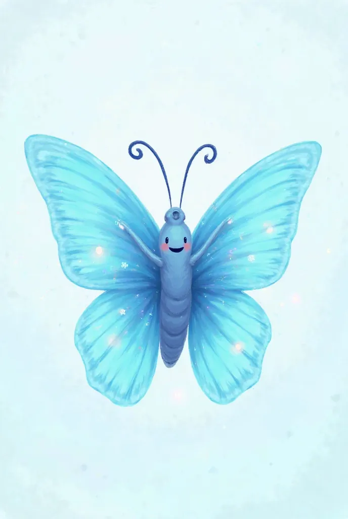 Blue butterfly with smile transparent background design