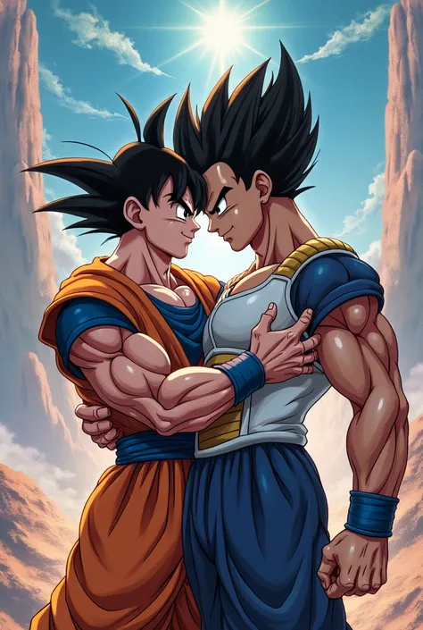 Goku kissing Vegeta