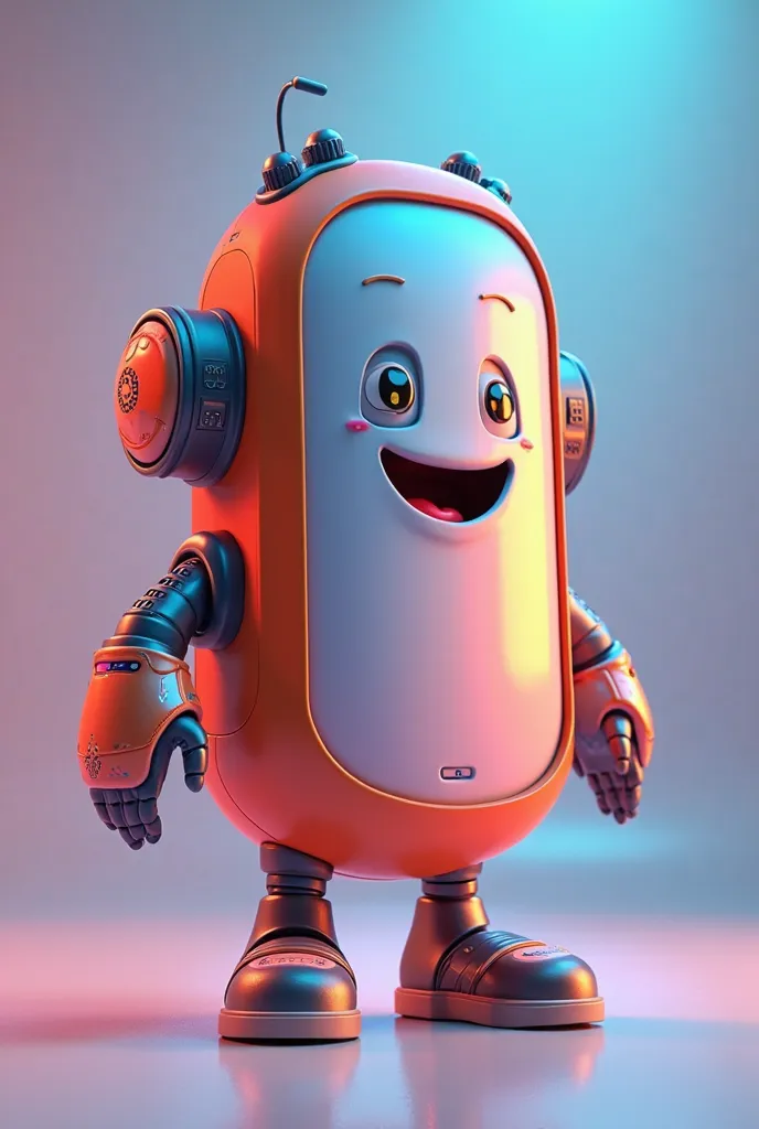 3d  smart phone  Mascot  ,render with Imax (use smart phone  ) don't create any robot I want a smart phone as mascot. 