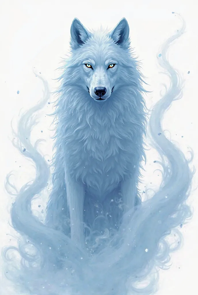  Anime style. Anime spirit with a wolf head. Ghost on a white background