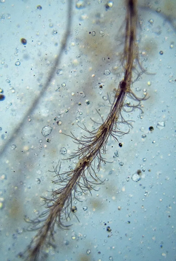 Photos of damaged hair under a microscope