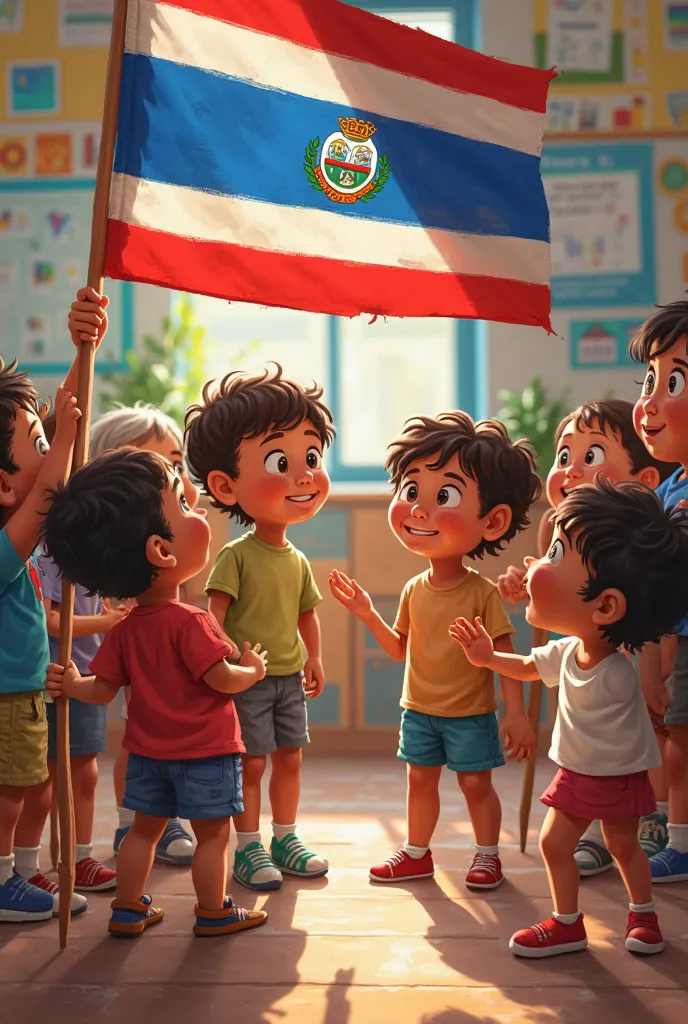 AN IMAGE WITH PRESCHOOL REN AND COSTA RICA'S FLAG 