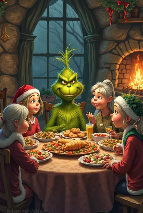 Grinch family eating 