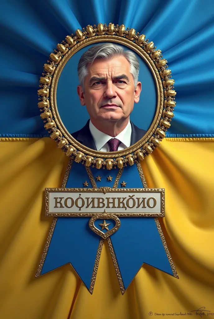 Prom ribbon,  with the flag of ukraine, Poroshenko, the inscription is in the center 