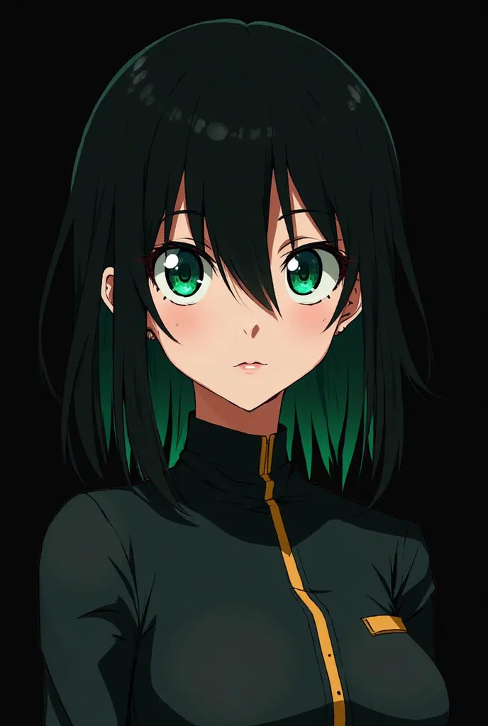 My hero academy girl with neck-length hair wallpaper, Color black hair with some green locks,  emerald eyes  