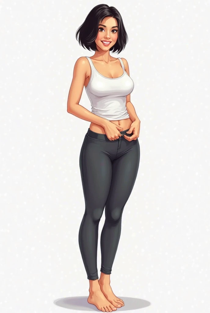 There is no background.  beautiful faced woman, black short hair, Height 170cm, It's slim, The waist circumference is 20 inches, The pelvic circumference is 38 inches, The chest circumference is a 37 inch big chest, The foot size is 235 mm, thick thighs, T...