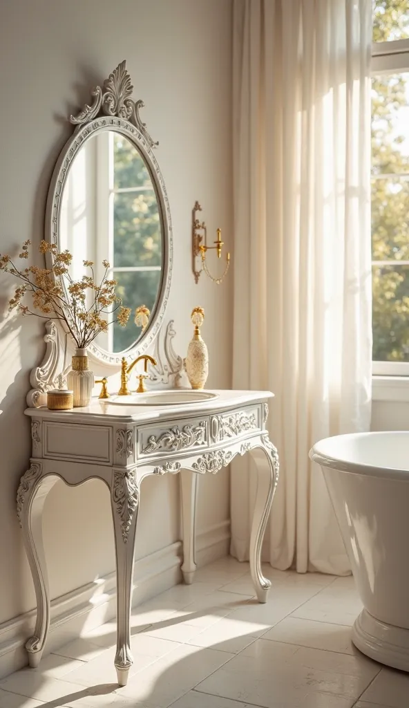 I want images of the ideal bathroom like a dressing table, With a closer shot