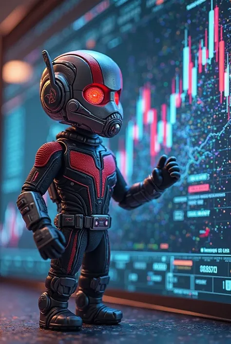 AVENGER ANT MAN LOOKING CRYPTO TRADING GRAPH WITH ARI WALLET