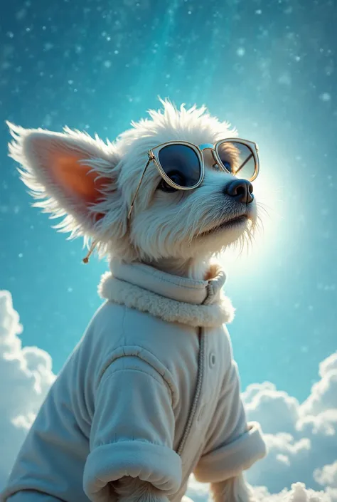 The best cell phone wallpaper, Award-Winning Wallpaper, portrait photography, In the front view is a portrait of a cute dog wearing mid-1960s space age fashion, Side view photo, Shot with Canon EOS R5, Set a strong contrast that accentuates the subject, Fl...