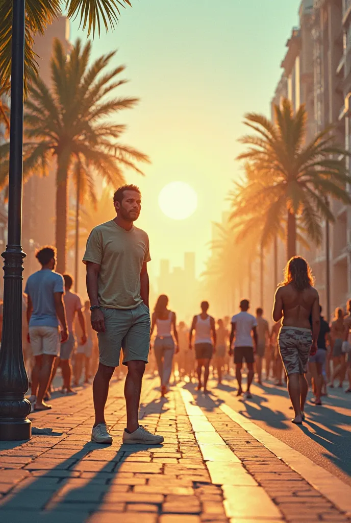  SCENE 1 : The Heat Wave
(bottom: A congested street in a city an extremely hot day.  the sun shines brightly , and people walk quickly to find shade. The citizen, dressed in light clothing, stands on the sidewalk,  sweating profusely .)

Citizen : (blowin...