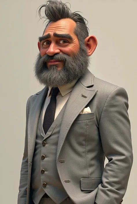 Draw the dad from the movie Croods in a light gray suit