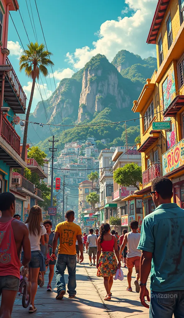 Take a picture with Rio de Janeiro as if it were GTA San Andreas with the name spelled Rio Rise as if it were a Brazilian art 