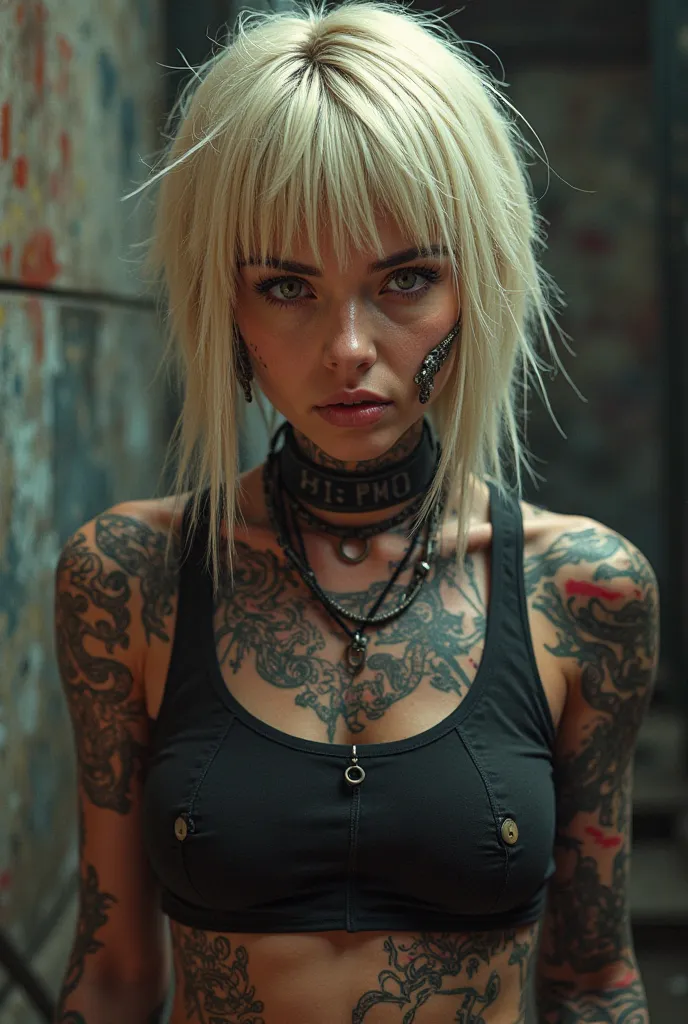 Blonde tattooed girl Slipknot fan