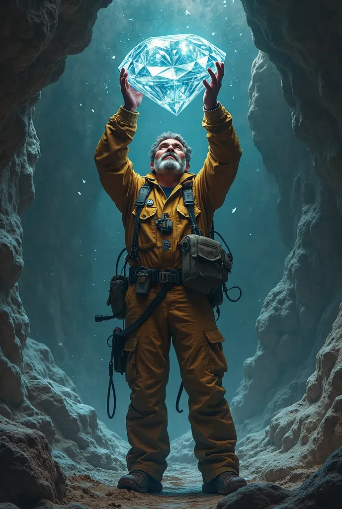 Miner finding diamonds