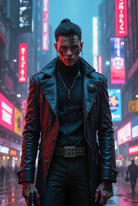 A cyberpunk-style mobster