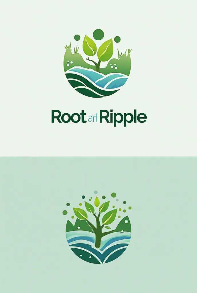 The team name "Root and Ripple" be part of professional logo for website related to green energy the team name is involved in design not just write it