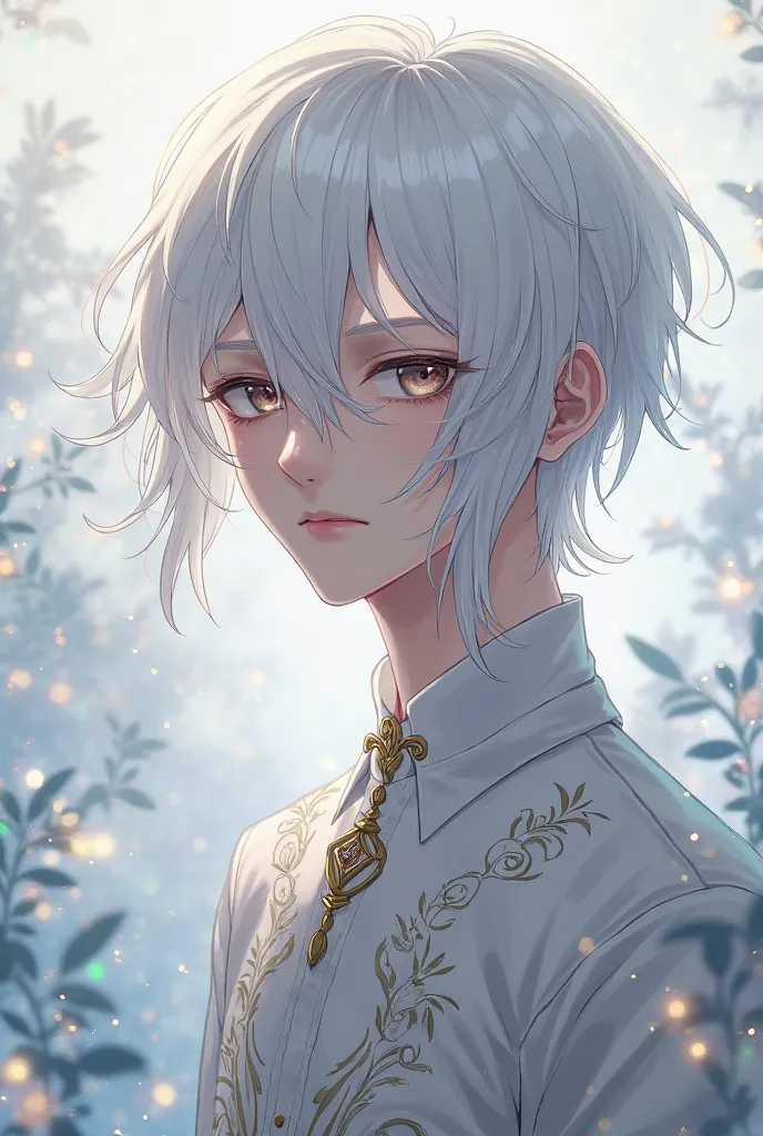 Create the image of an anime-style male character with white hair
