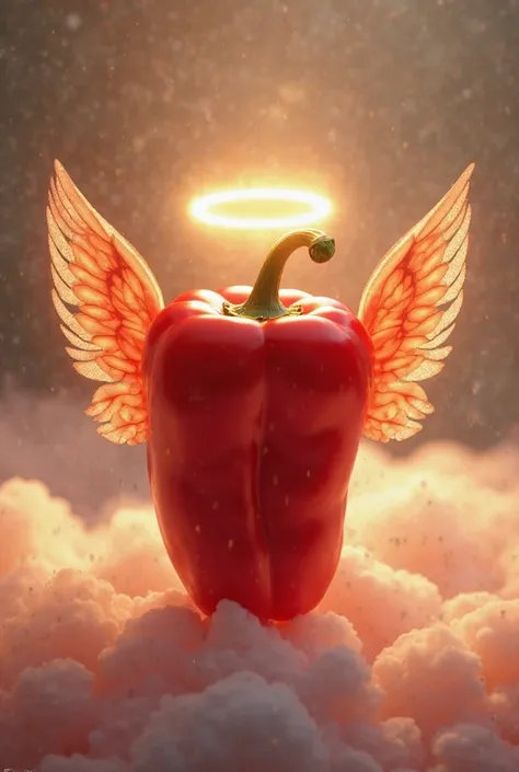 Red pepper with wings and aureole