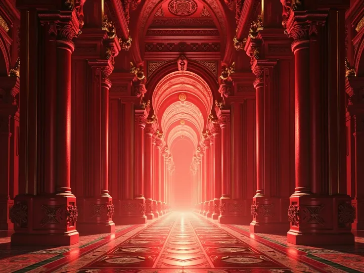 entrance to the palace in shades of red 