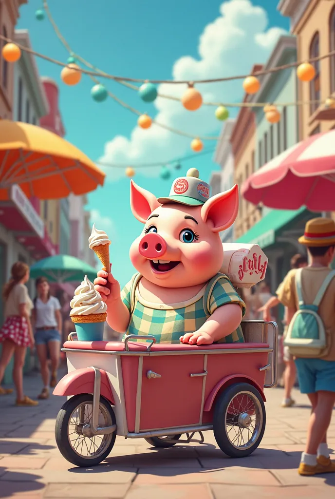  Is ice cream sold with an animated piggy 