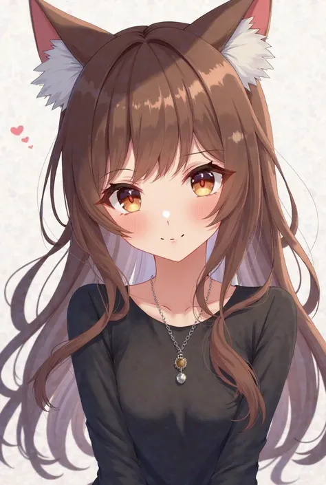 Girl with brown hair cat ears black shirt necklace from TikTok anime 