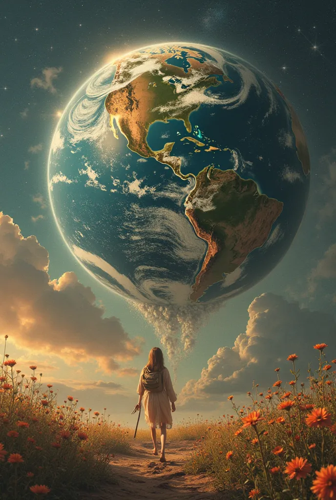 When the seed finally landed in an empty space, it germinated and transformed into a planet. This new earth began to vibrate with the energy of the seed, and the first forms of life began to emerge. Flowers blossomed, animals appeared and, Finally, human b...