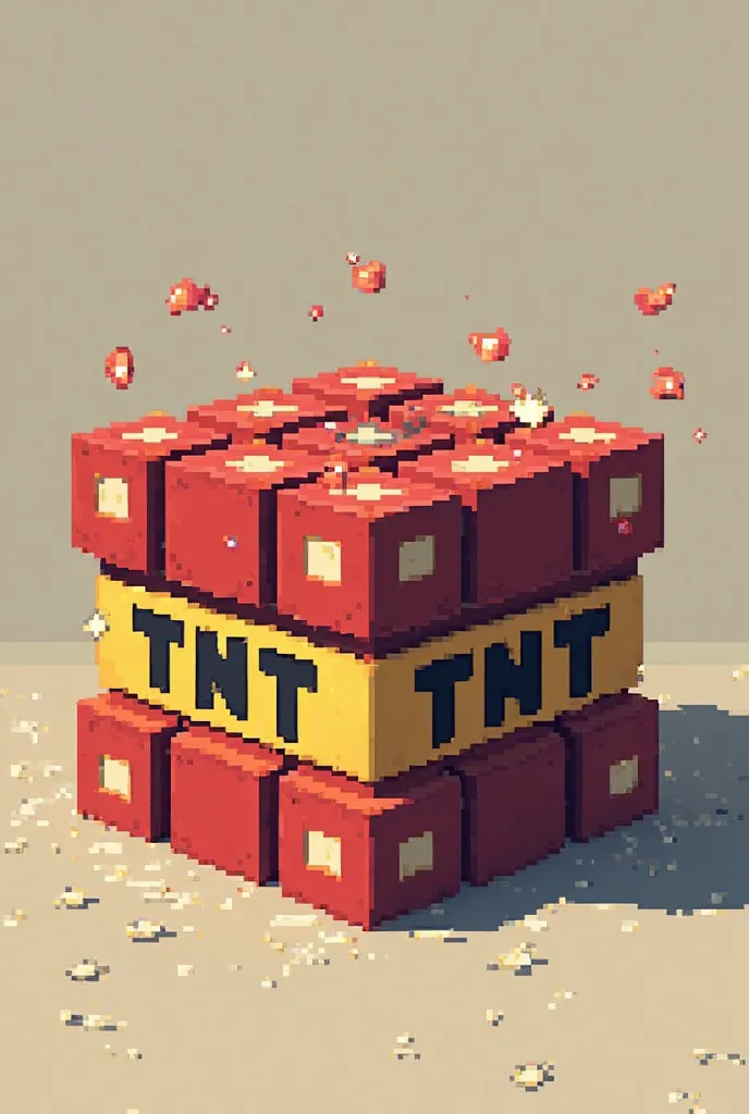 Could you generate a pixel art from a Minecraft TNT, and 3D, I want the image to have a resolution of 64x64