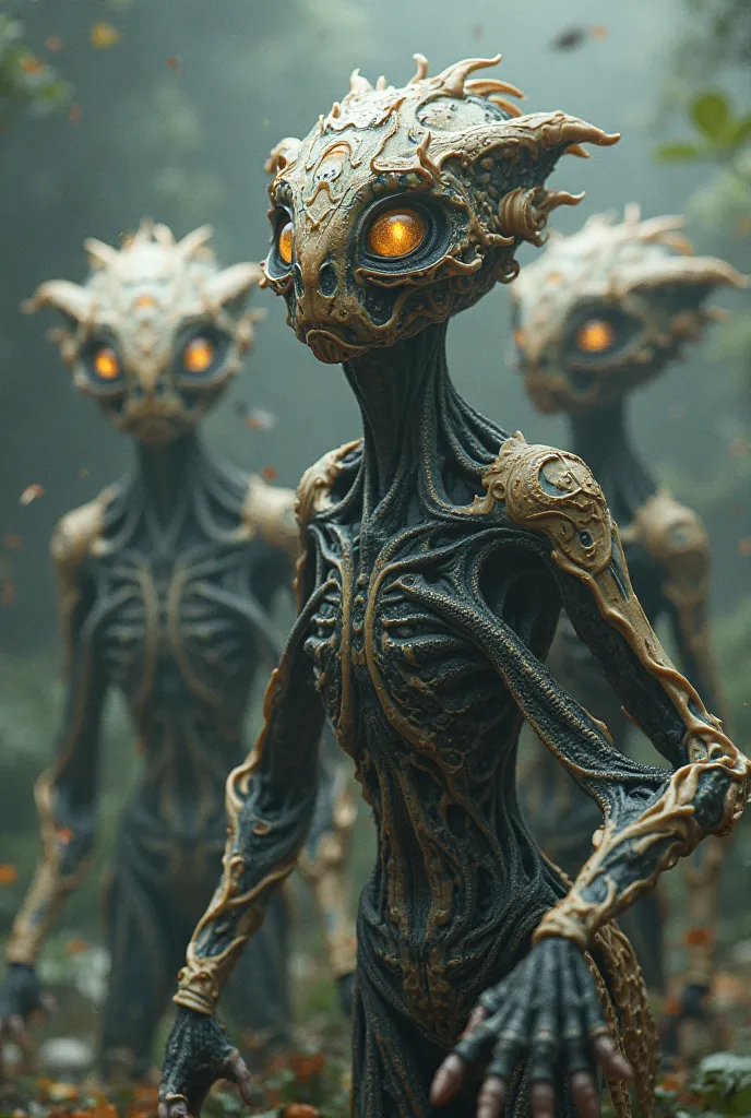 Complex aliens full of eyes and tentacles and without a mouth