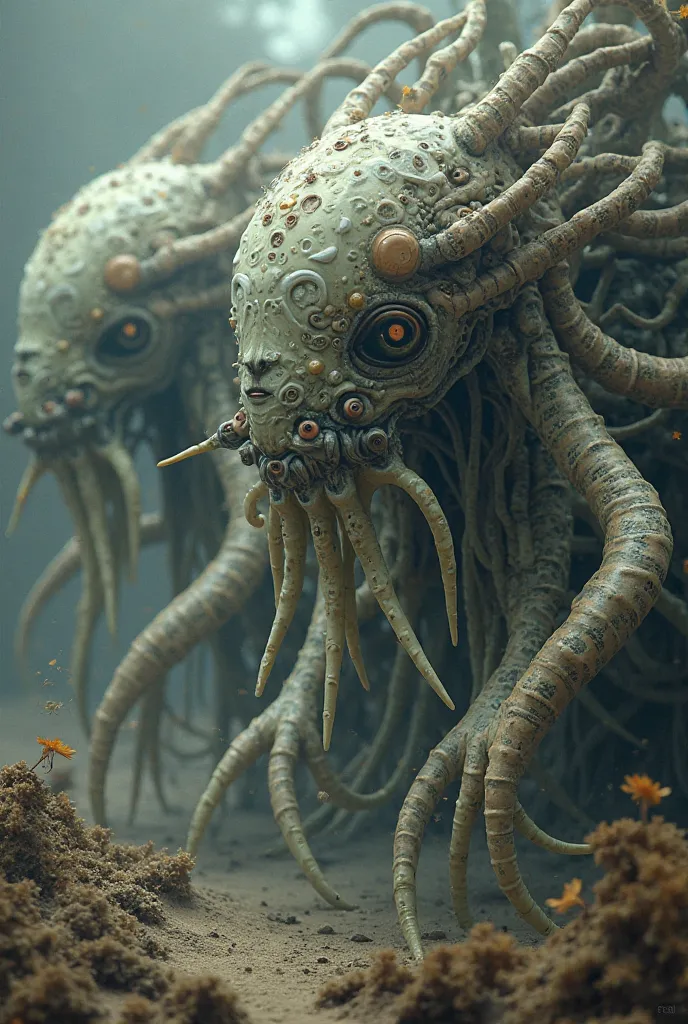 Complex aliens full of eyes and tentacles and without a mouth