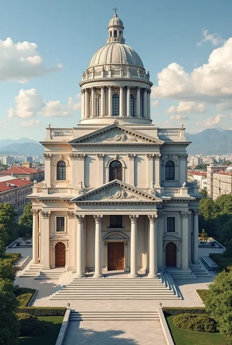 a Palladian-style cathedral that portrays the architectural features of Andrea Palladio