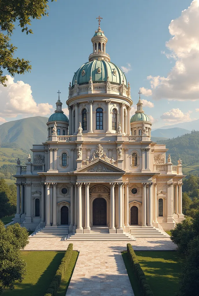 a cathedral in the Palladian style depicting the architectural features of Andrea Palladio 