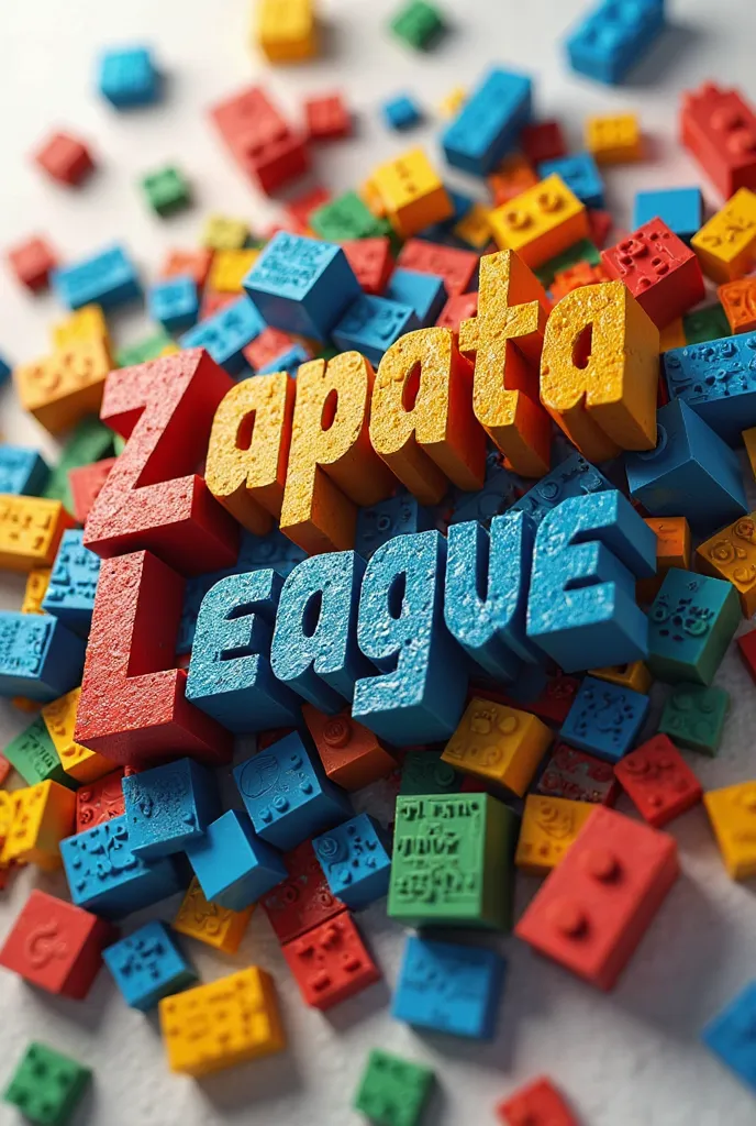 Make a logo with the legend Zapata League with legos around it in a surprising and colorful way