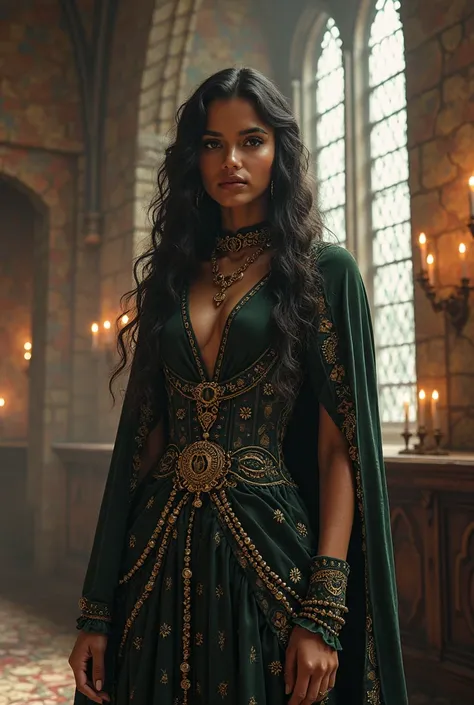 Indian. Hogwarts background. Hogwarts sexy dress. As roommate. Indoor.