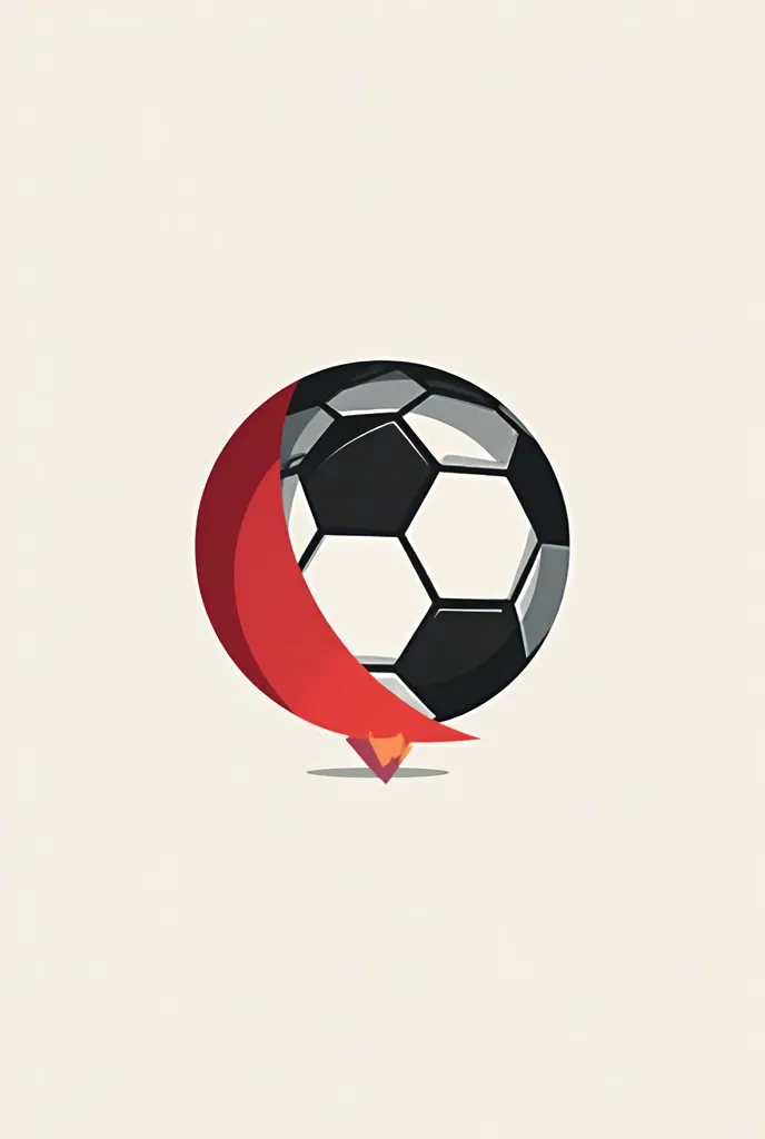 Minimalist soccer logo with black, red, white and gray colors