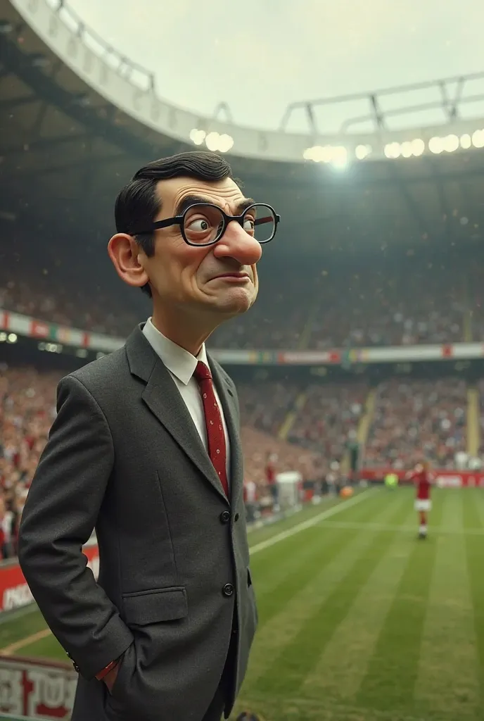 Mr Bean sad because he is leaving football