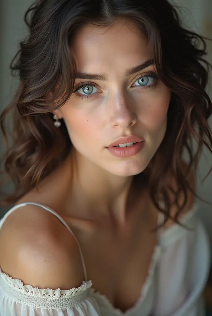 beautiful brunette blue-eyed girl