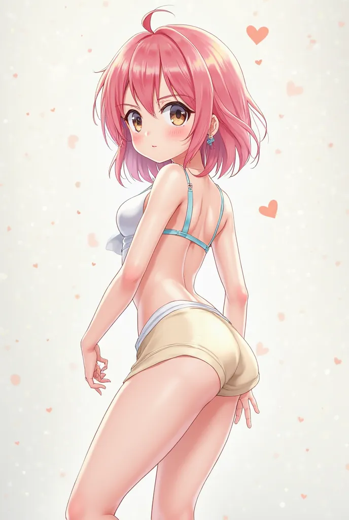 anime girl who is in shorts and turned her bare booty to the camera