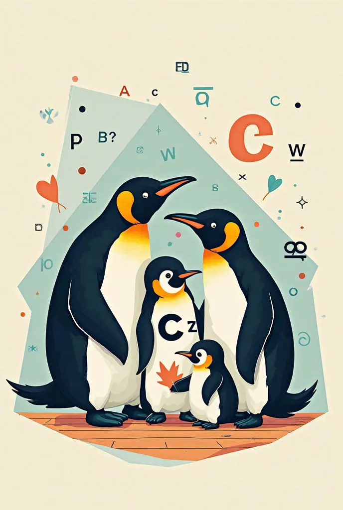 Penguin family with the most abbreviations CN with a black c and an orange in the middle of a ship in a polygon