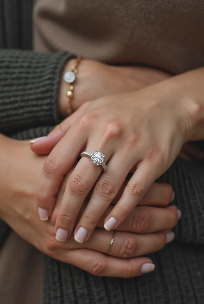 hand with a engagement ring